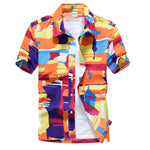Mens Printed Hawaiian Beach Shirt Summer Short Sleeve 5XL Fast Drying Floral Shirts Male Holiday Vacation Clothing Chemise Homme