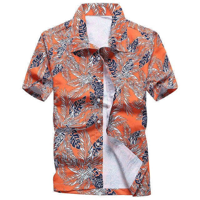 Mens Printed Hawaiian Beach Shirt Summer Short Sleeve 5XL Fast Drying Floral Shirts Male Holiday Vacation Clothing Chemise Homme