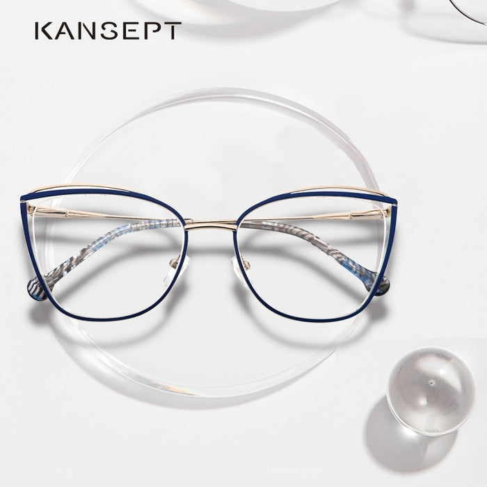 KANSEPT Metal Glasses Frame Women Cat Eye Myopia Computer Eyeglasses Frame 2020 Lady Stylish Eyewear High Quality MS3535