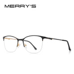 Merrys design feminino óculos de olho de gato meio quadro senhoras moda tendência óculos de miopia prescrição óptica s2006