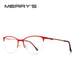 Merrys design feminino óculos de olho de gato meio quadro senhoras moda tendência óculos de miopia prescrição óptica s2006