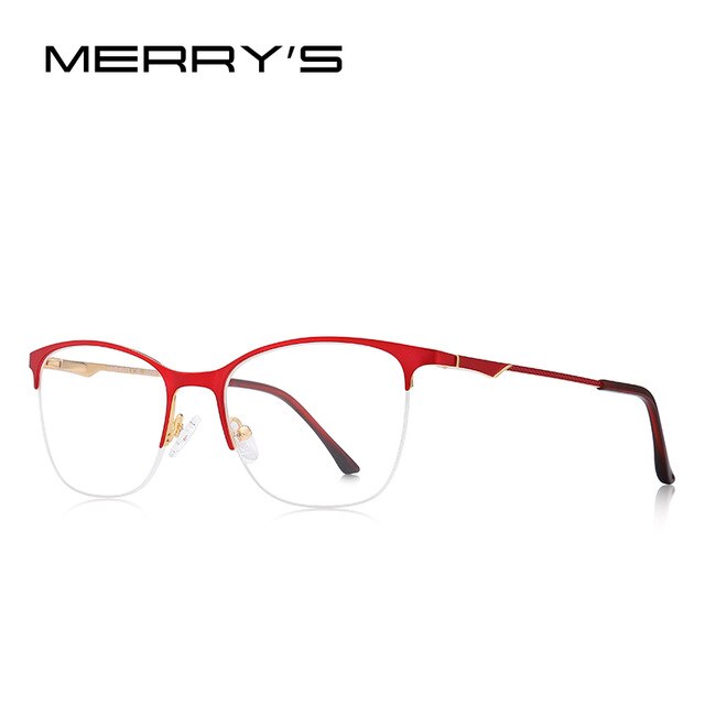 Merrys design feminino óculos de olho de gato meio quadro senhoras moda tendência óculos de miopia prescrição óptica s2006