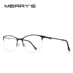Merrys design feminino óculos de olho de gato meio quadro senhoras moda tendência óculos de miopia prescrição óptica s2006