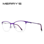 Merrys design feminino óculos de olho de gato meio quadro senhoras moda tendência óculos de miopia prescrição óptica s2006