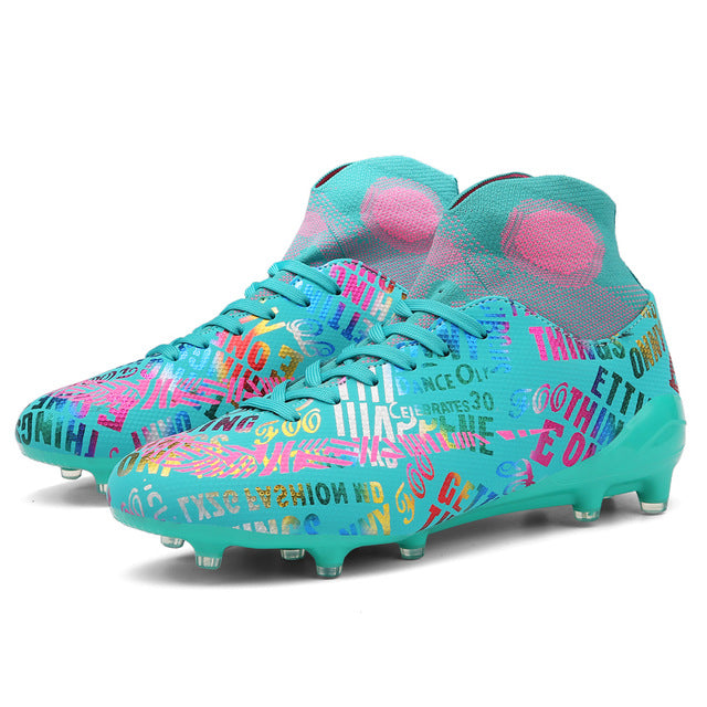 New High Ankle Soccer Shoes Men Breathable Outdoor High-top Football Boots Turf Soccer Cleats Kids AG Women Soft Football Shoes