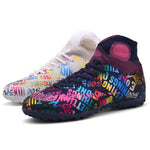 New High Ankle Soccer Shoes Men Breathable Outdoor High-top Football Boots Turf Soccer Cleats Kids AG Women Soft Football Shoes