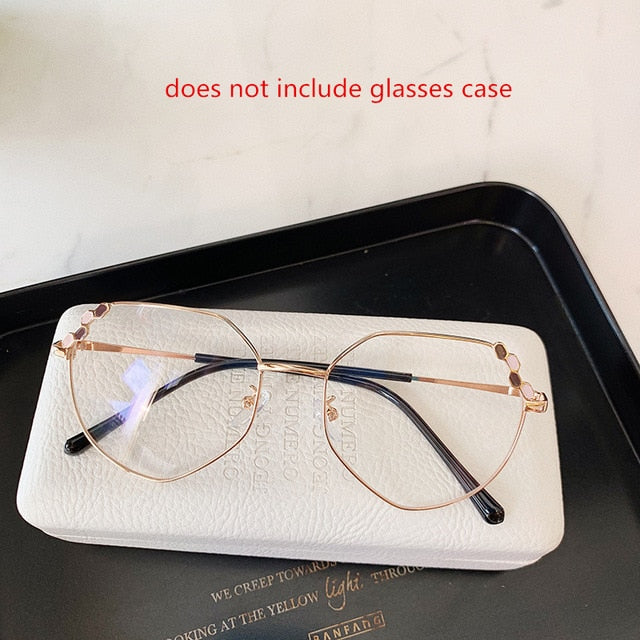 YOOSKE Transparent Optical Glasses Women Elegant Irregular Eyeglasses Frames Ladies Luxury Metal Spectacles Frame