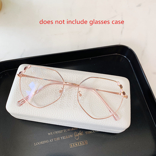 YOOSKE Transparent Optical Glasses Women Elegant Irregular Eyeglasses Frames Ladies Luxury Metal Spectacles Frame