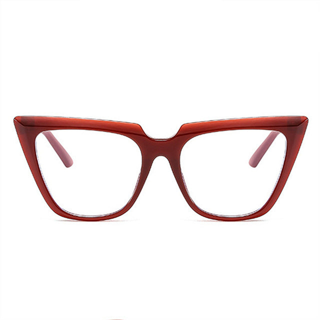 UVLAIK Lady Cat Eye Anti Blue Light Glasses Frames Women Oversized Frame Brand Designer Optical EyeGlasses Transparent Eyewear