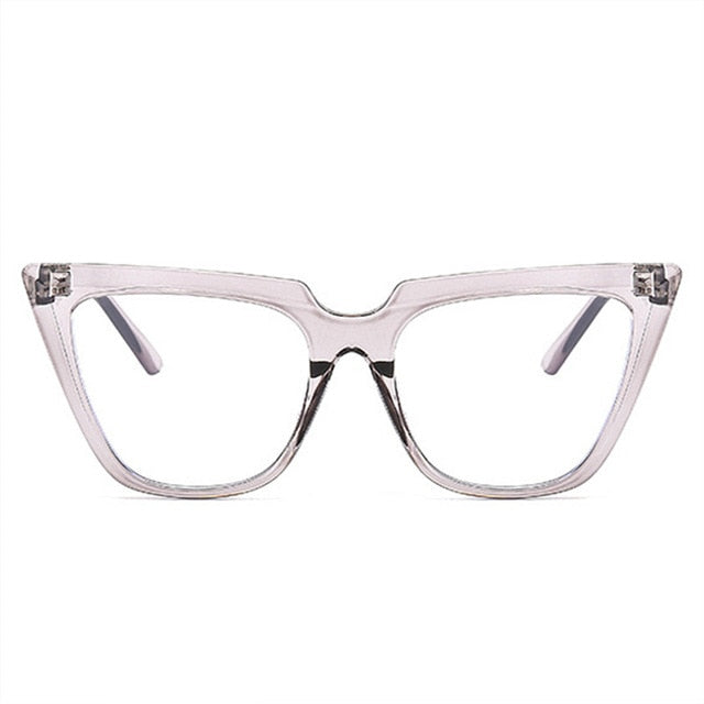 UVLAIK Lady Cat Eye Anti Blue Light Glasses Frames Women Oversized Frame Brand Designer Optical EyeGlasses Transparent Eyewear