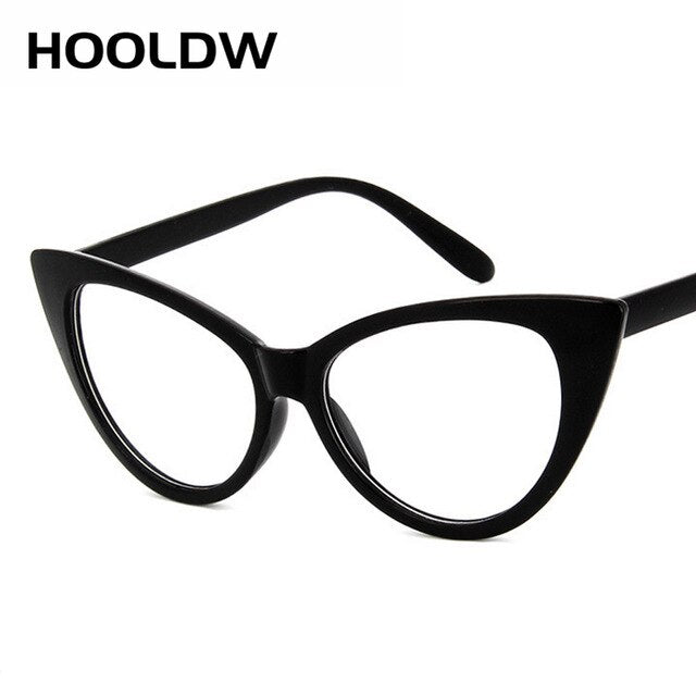 HOOLDW New Cat Eye Glasses Frame Women Brand Designer Cat eye Optical Eyeglasses Ladies Fashion Retro Clear Eyewear