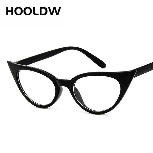 HOOLDW New Cat Eye Glasses Frame Women Brand Designer Cat eye Optical Eyeglasses Ladies Fashion Retro Clear Eyewear