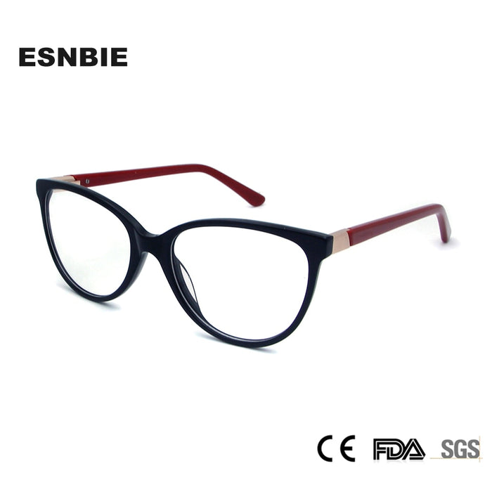 ESNBIE High Quality Ladies Cats Eye Glasses Frames Retro Acetate Women Fashionable Spectacle Frames Full Rim Eyeglasses