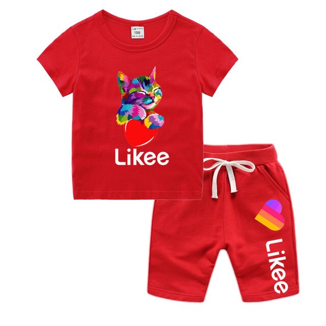 Little Boy Girl Cartoon Likee Cat Funny T shirt Shorts Set Kid Baby T-shirt Shorts Toddler Cotton Clothing Set,Drop Ship