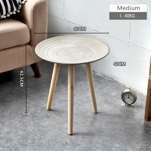 Cutelife Creative Round Nordic Wood Coffee Table Storage Tea Fruit Service Plate Tray Bed Home table Living Room Table Sofa Side