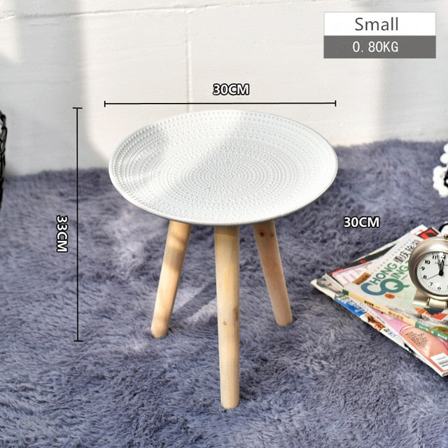 Cutelife Creative Round Nordic Wood Coffee Table Storage Tea Fruit Service Plate Tray Bed Home table Living Room Table Sofa Side