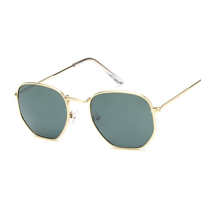 Hexagon Sunglasses Men Classic Brand Flat Lens Clear Sun Glasses Male Female Retro Small Metal Frame Square Glass