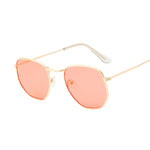 Hexagon Sunglasses Men Classic Brand Flat Lens Clear Sun Glasses Male Female Retro Small Metal Frame Square Glass