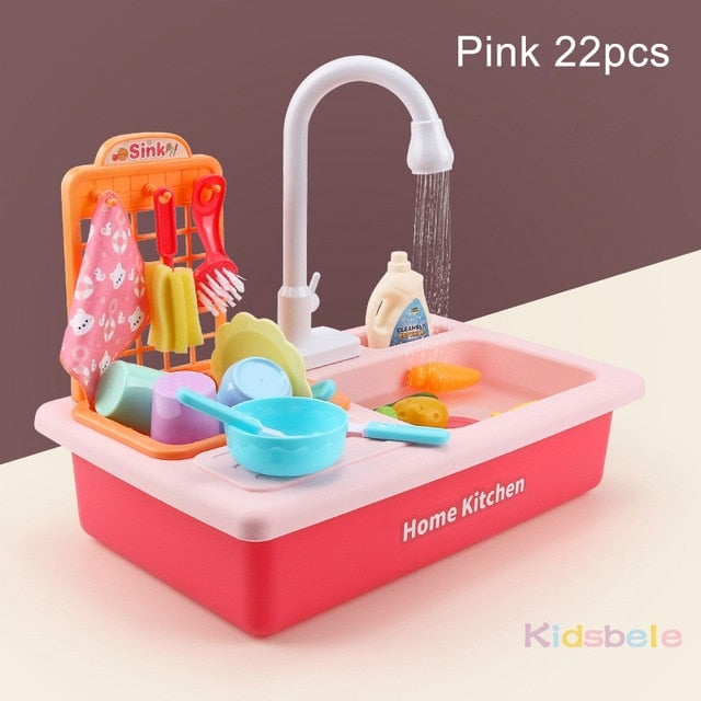 Kids Kitchen Toys Simulation Electric Dishwasher Educational Toys Mini Kitchen Food Pretend Play Cutting Role Playing Girls Toys