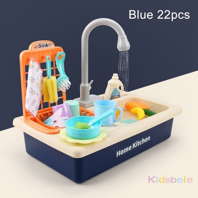 Kids Kitchen Toys Simulation Electric Dishwasher Educational Toys Mini Kitchen Food Pretend Play Cutting Role Playing Girls Toys