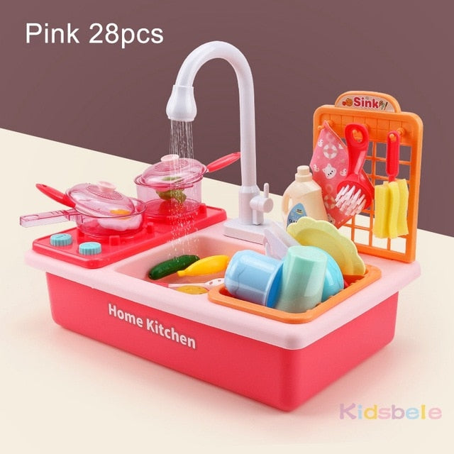 Kids Kitchen Toys Simulation Electric Dishwasher Educational Toys Mini Kitchen Food Pretend Play Cutting Role Playing Girls Toys