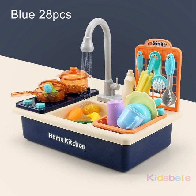 Kids Kitchen Toys Simulation Electric Dishwasher Educational Toys Mini Kitchen Food Pretend Play Cutting Role Playing Girls Toys