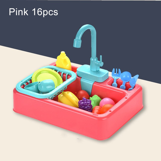 Kids Kitchen Toys Simulation Electric Dishwasher Educational Toys Mini Kitchen Food Pretend Play Cutting Role Playing Girls Toys