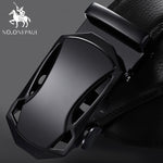 NO.ONEPAUL Brand Fashion Automatic Buckle Black Genuine Leather Belt Men's Belts Cow Leather Belts for Men 3.5cm Width WQE789