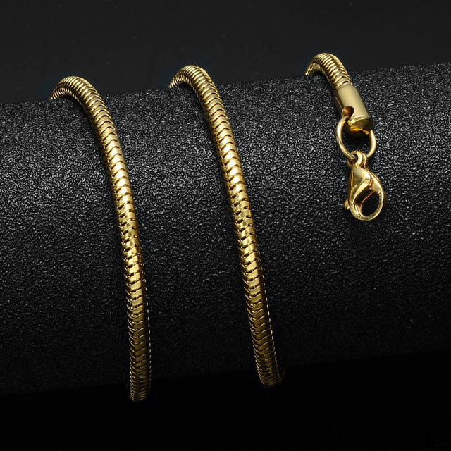 HIP 24inches Gold   Color Stainless Steel Cuban Link Chain Necklace For Men Jewerly Snake/Box/Hanging/Curb/Flat/Twist Chain