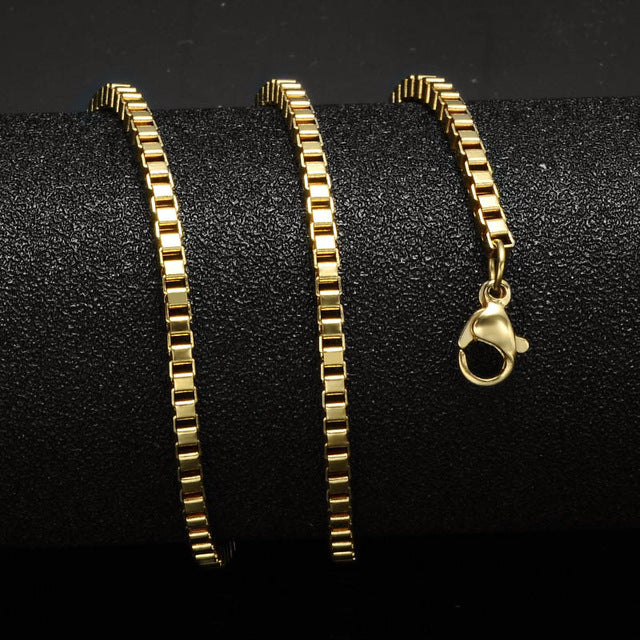 HIP 24inches Gold   Color Stainless Steel Cuban Link Chain Necklace For Men Jewerly Snake/Box/Hanging/Curb/Flat/Twist Chain