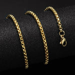 HIP 24inches Gold   Color Stainless Steel Cuban Link Chain Necklace For Men Jewerly Snake/Box/Hanging/Curb/Flat/Twist Chain