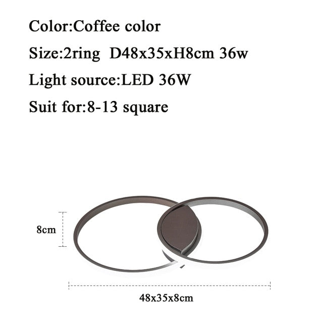 Led Ceiling lamp For Living Room Bedroom Study Room Home Deco AC85-265V Modern White/Coffee surface mounted Ceiling Lamp