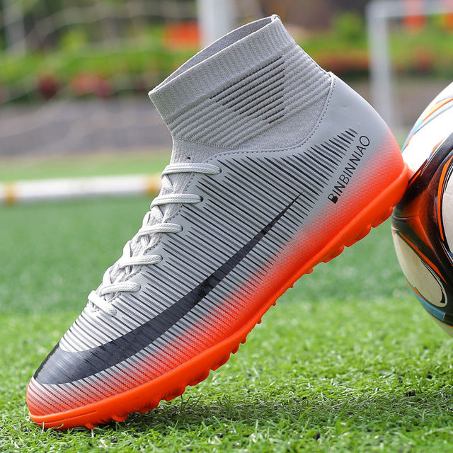 MWY Soccer Shoes For Men Football Boots Kids High Ankle Soccer Cleats Waterproof Sport Sneakers Futsal Shoes Zapatillas Hombre