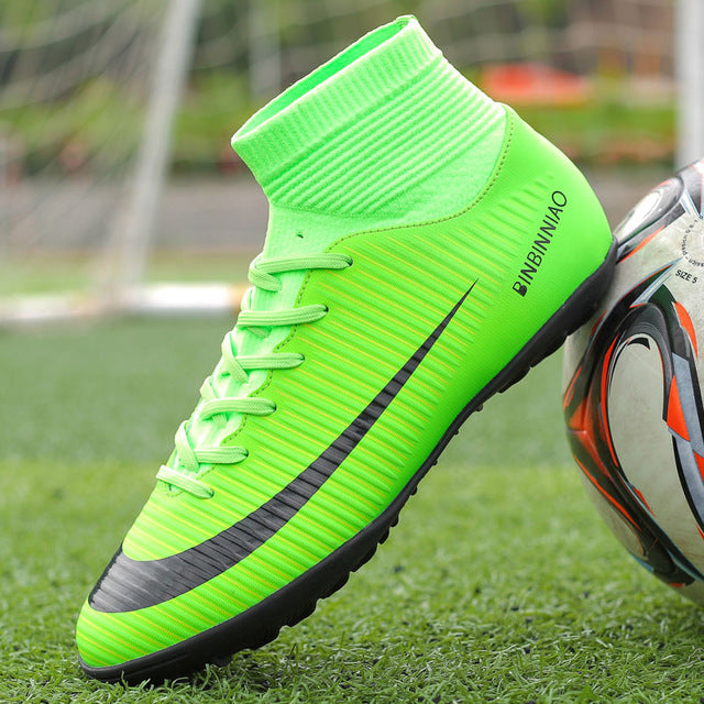 MWY Soccer Shoes For Men Football Boots Kids High Ankle Soccer Cleats Waterproof Sport Sneakers Futsal Shoes Zapatillas Hombre