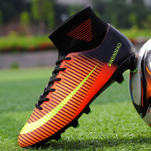 MWY Soccer Shoes For Men Football Boots Kids High Ankle Soccer Cleats Waterproof Sport Sneakers Futsal Shoes Zapatillas Hombre
