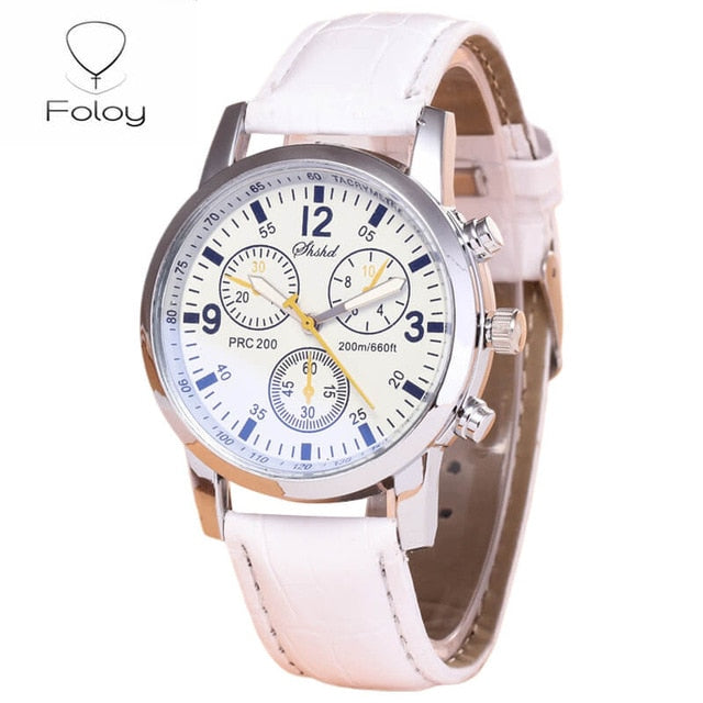 Foloy Business sport Men Watch Quality Fashion Numerals Faux Leather Analog Quartz gentleman watches Bracelet Clock Gift