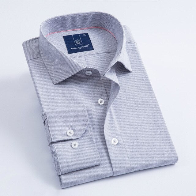 Men's Slim Fit Pinstripe Shirt Fashion Long Sleeve High Quality Men Clothing Soft Comfortable Wedding Formal Business Office