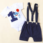 Baby Boy Clothes One Year Birthday Baby Costume Boys 1st Gentleman Tie Romper Straps Shorts Toddler Baby Clothing Set Outfits