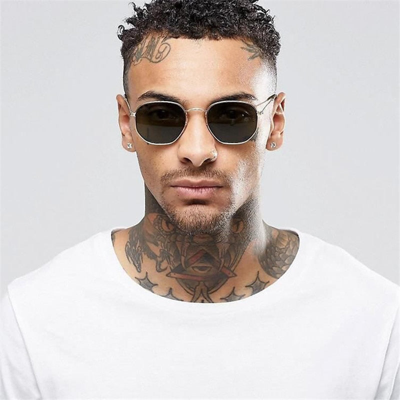 Steampunk clear luxury brand design eye sun glasses 2019 ladies vintage retro festival girls blue Hexagon women men sunglasses