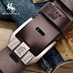 JIFANPAUL Men's genuine leather luxury brand belt high quality alloy pin buckle men's business retro youth with jeans new belt