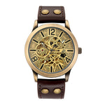 Leather Mechanical Watch Men Automatic Steampunk Watch Mens Skeleton Watches Bronze Transparent Vintage Sport Wristwatch Male
