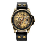 Leather Mechanical Watch Men Automatic Steampunk Watch Mens Skeleton Watches Bronze Transparent Vintage Sport Wristwatch Male