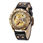 Leather Mechanical Watch Men Automatic Steampunk Watch Mens Skeleton Watches Bronze Transparent Vintage Sport Wristwatch Male