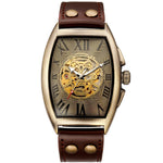 Leather Mechanical Watch Men Automatic Steampunk Watch Mens Skeleton Watches Bronze Transparent Vintage Sport Wristwatch Male