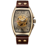 Leather Mechanical Watch Men Automatic Steampunk Watch Mens Skeleton Watches Bronze Transparent Vintage Sport Wristwatch Male
