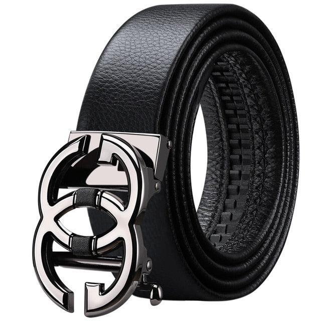 WilliamPolo Genuine leather Belt Men Luxury Brand Designer Marvel Top Quality Belts for Men Strap Male Metal Automatic Buckle