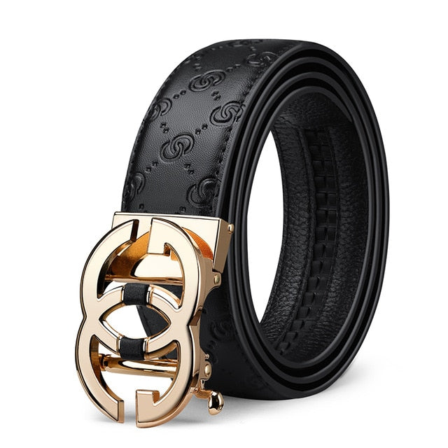 WilliamPolo Genuine leather Belt Men Luxury Brand Designer Marvel Top Quality Belts for Men Strap Male Metal Automatic Buckle