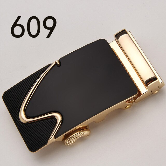 Fashion Luxury Glod Alloy Automatic Pu Belt Buckles for Men's Leather Waist Belts for Men Pants Belt Buckles 3.5cm Mens Belt