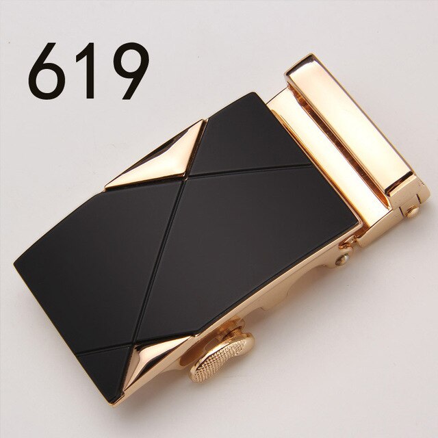 Fashion Luxury Glod Alloy Automatic Pu Belt Buckles for Men's Leather Waist Belts for Men Pants Belt Buckles 3.5cm Mens Belt