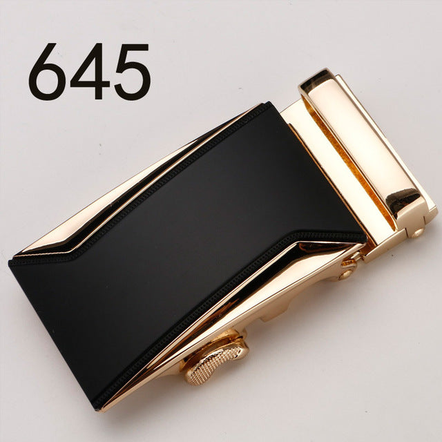 Fashion Luxury Glod Alloy Automatic Pu Belt Buckles for Men's Leather Waist Belts for Men Pants Belt Buckles 3.5cm Mens Belt